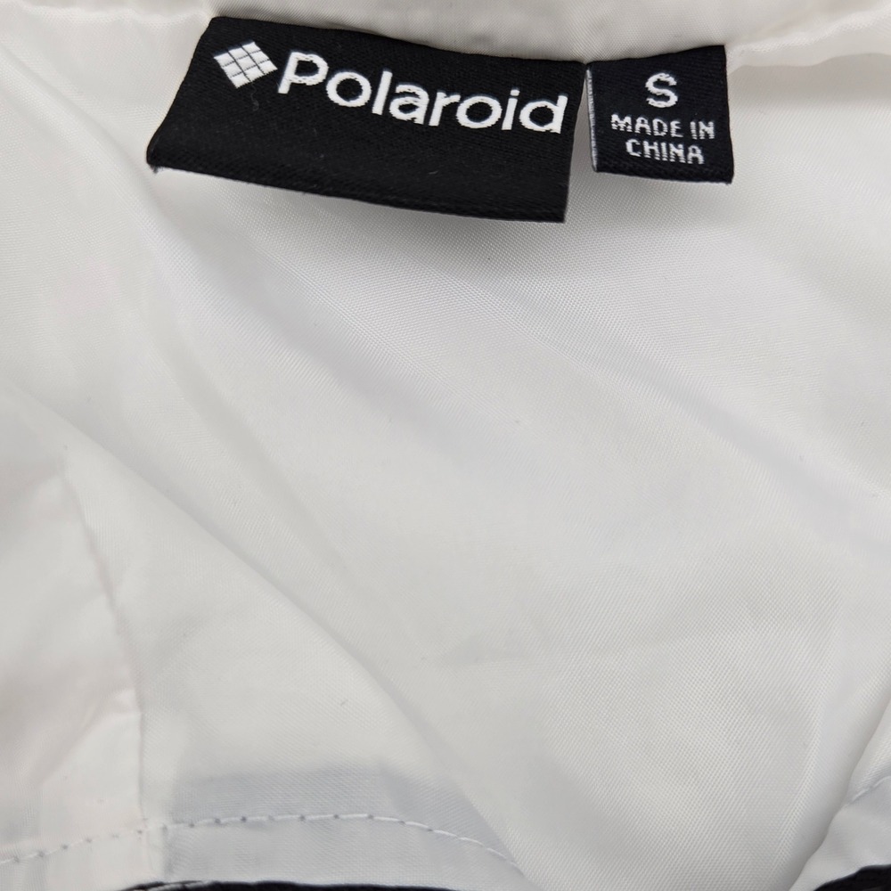 Polaroid White Rainbow Checkered Windbreaker Jacket Womens Size S Retro Y2K - Picture 4 of 9